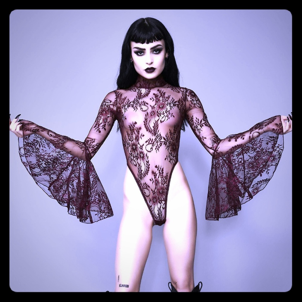 Widow Witching Hour Red Lace Bodysuit XS